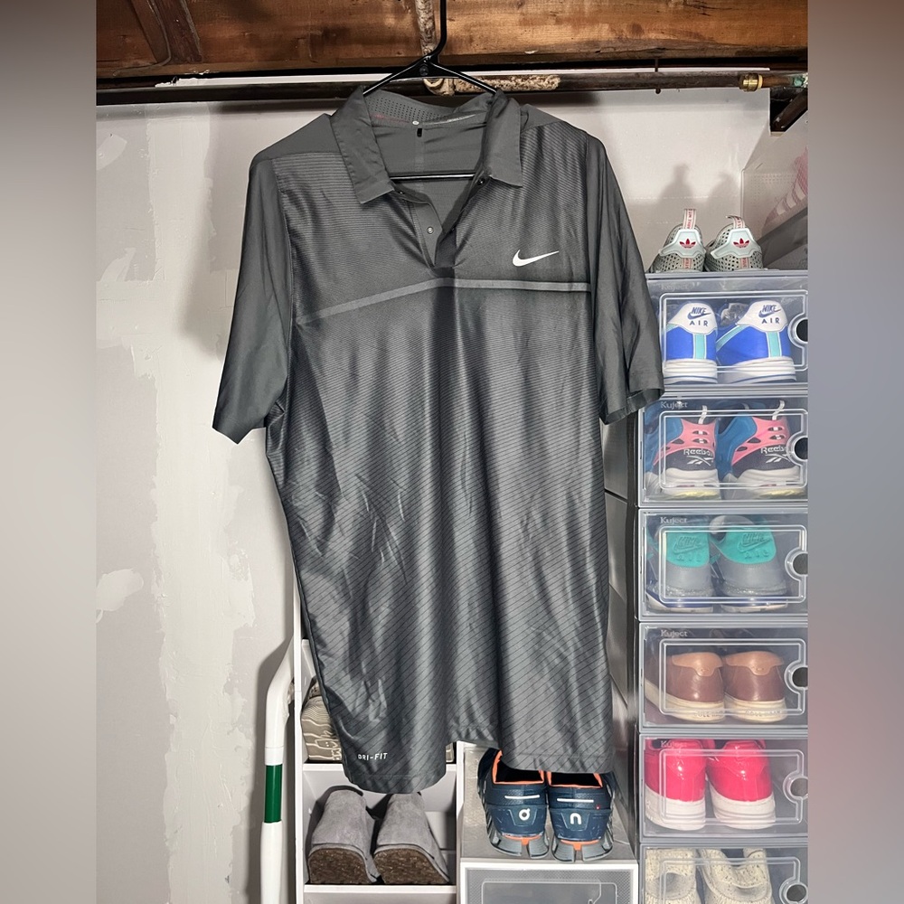 Nike Men's Black Dri-FIT Polo Shirt. Tiger Woods Collection